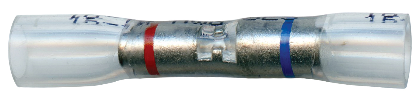 <ul><li>MasterLink&reg; Clear Crimp Seal step-down butt connectors provide a premium "crimp and seal" solution specifically designed for joining wires of different gauges while maintaining a professional, moisture-proof connection. These connectors feature a seamless barrel construction that ensures maximum structural integrity and prevents the barrel from opening during the crimp. The translucent, adhesive-lined polyolefin tubing allows for easy visual inspection of the connection and shrinks to create a permanent environmental seal that conforms to MIL-I-23053/4 standards. UL Listed and rated for 600V at temperatures up to 221°F (105°C), these step-down connectors are color-coded for quick identification and offer superior durability for complex automotive and industrial wiring repairs.</li></ul>|